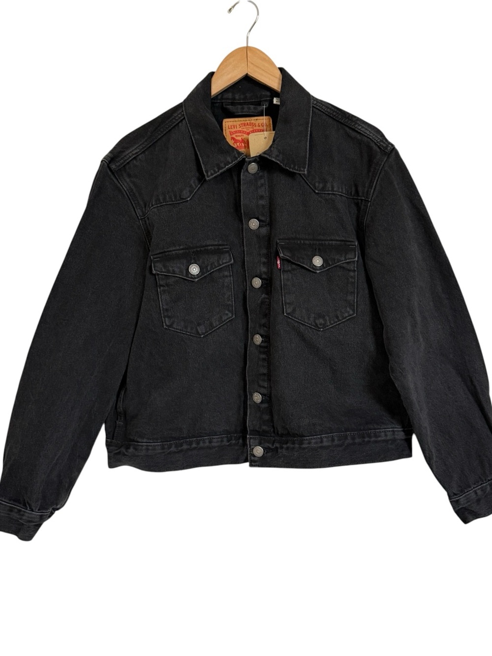 Levi’s NWT Relaxed Black Denim Trucker Jacket Horseshoe Graphic Men’s M